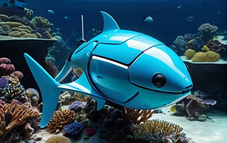 로봇과 생체 모방 기술 - **Underwater Biomimetic Explorer:**
"A highly advanced, sleek underwater robot, inspired by the ...