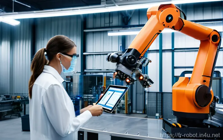 로봇이 개발하는 미래 공장 - **Prompt:** A vibrant, ultra-modern smart factory floor at dawn, showcasing a seamlessly integrated ...