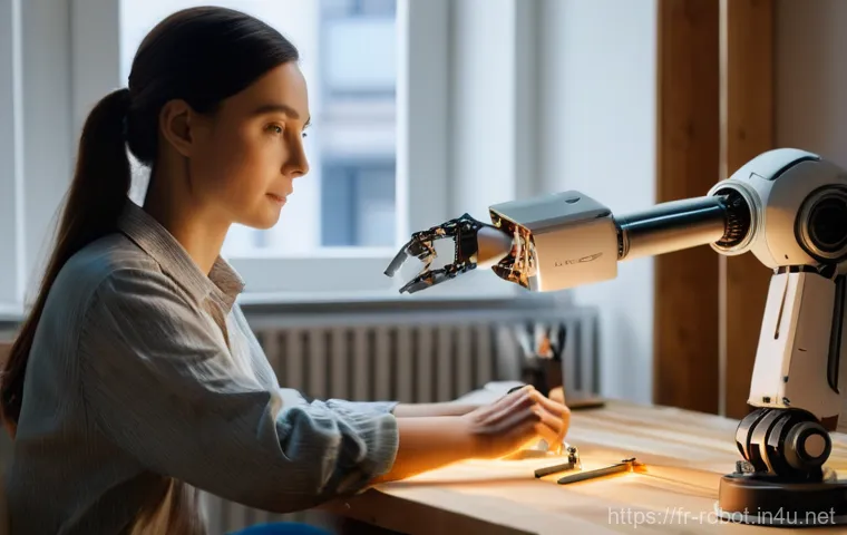 로봇 딥러닝 적용 - **Prompt:** A state-of-the-art robotic arm, equipped with multiple advanced optical sensors and a hi...