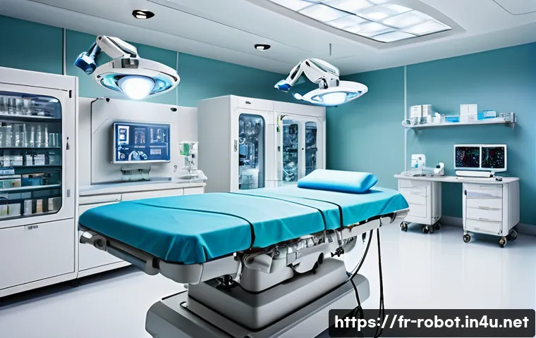 로봇의 소형화 및 경량화 기술 - **Prompt:** "A futuristic medical setting where a tiny, advanced micro-robot, no bigger than a drago...