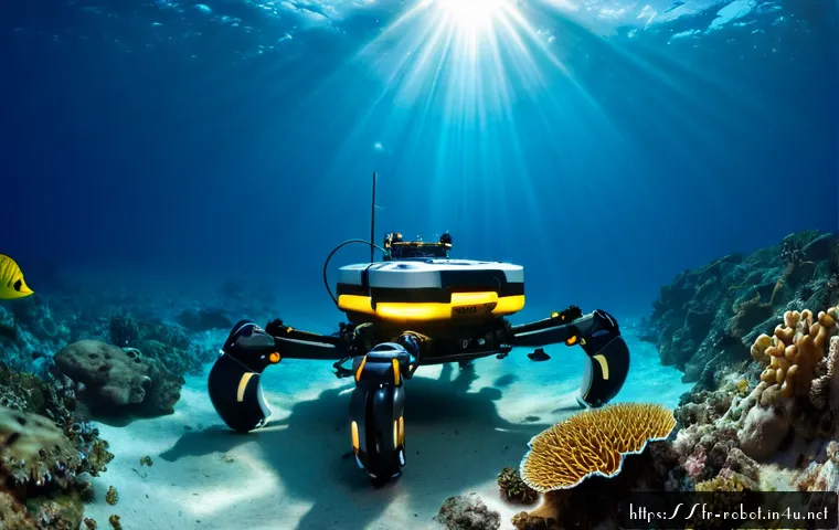 Home 13 로봇 기반 해양 탐사 - Photorealistic autonomous underwater robot exploring a rocky Mediterranean seabed near the French Ri...